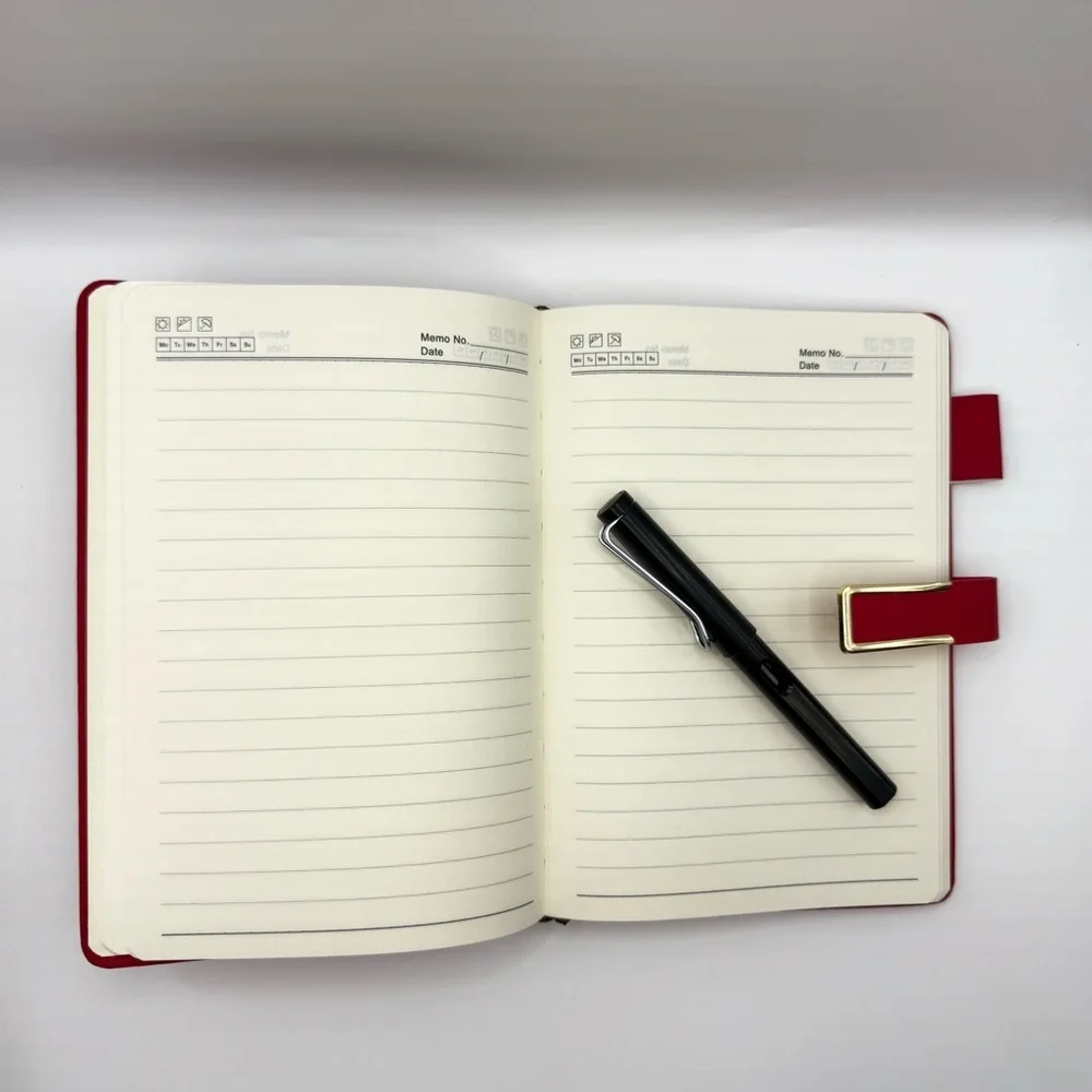 Vintage A5 Leather Notebook Red Soft Cover & Bookmark